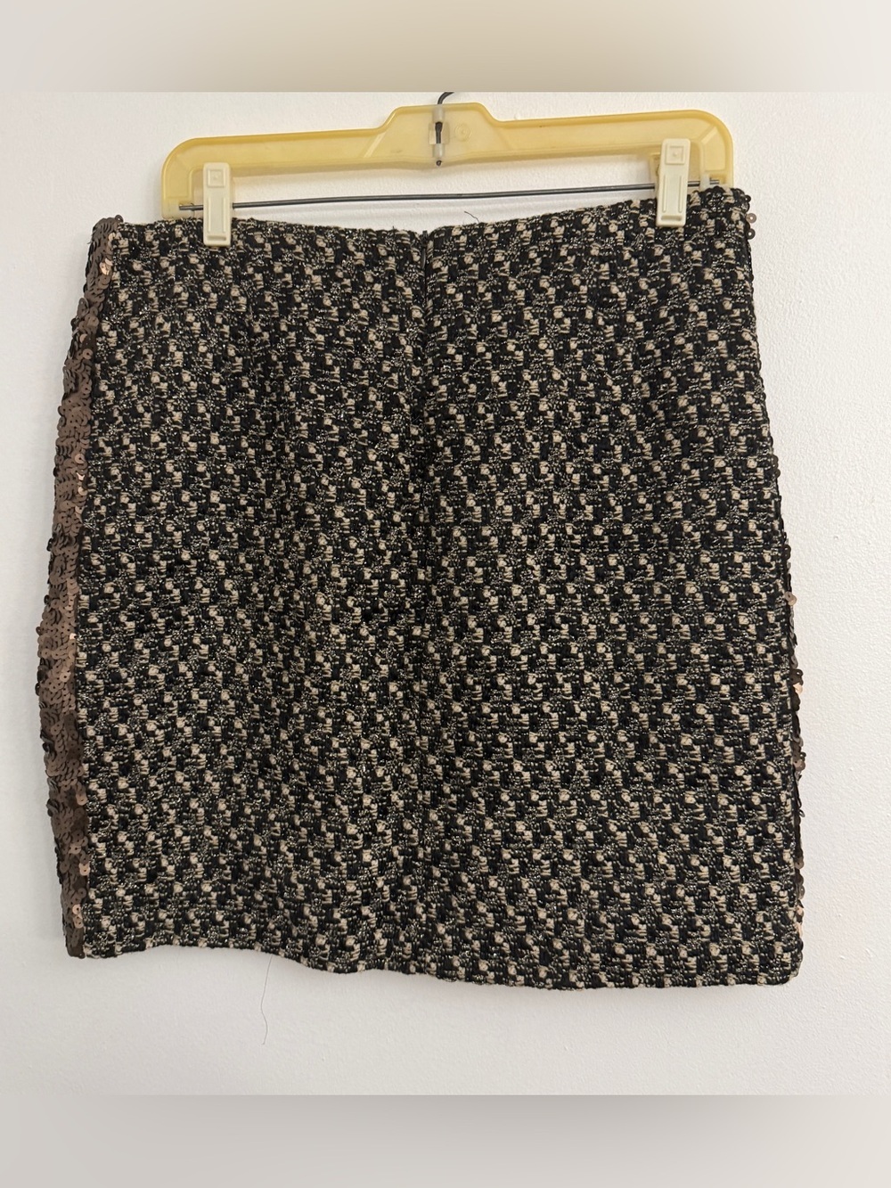 Boston Proper Shimmering Tweed Mini Skirt with Sequin Side Panels Sz 10